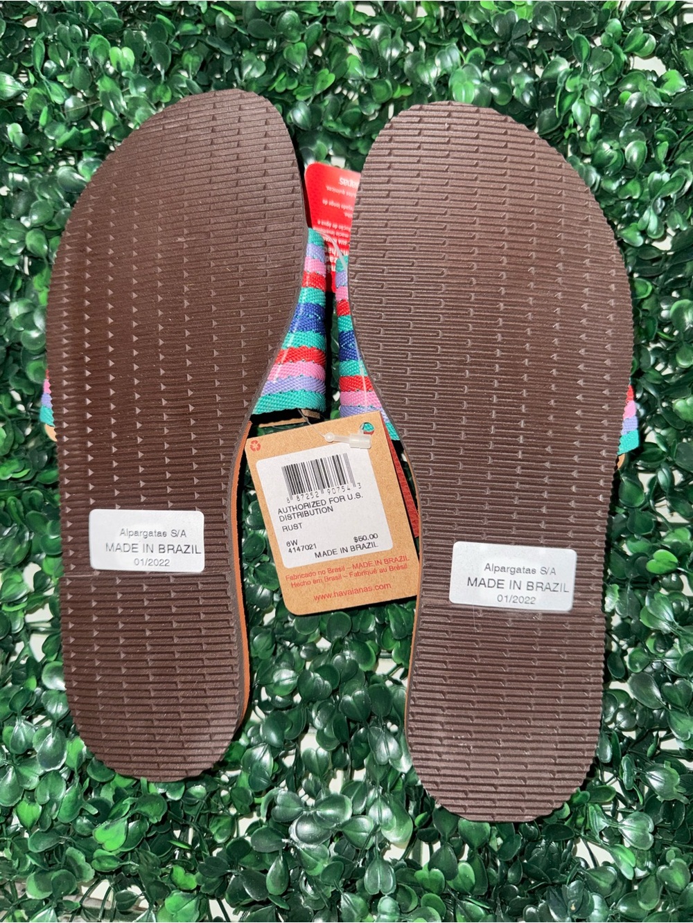 Havaianas Brown Footbed Multicolor Striped Slide Sandals - Picture 3 of 6